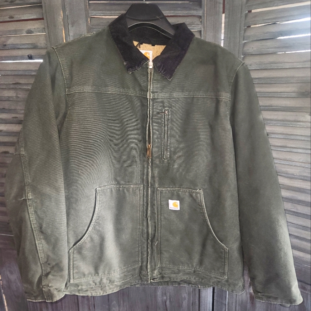 Carhartt Green Utility Jacket Rugged Canvas Design